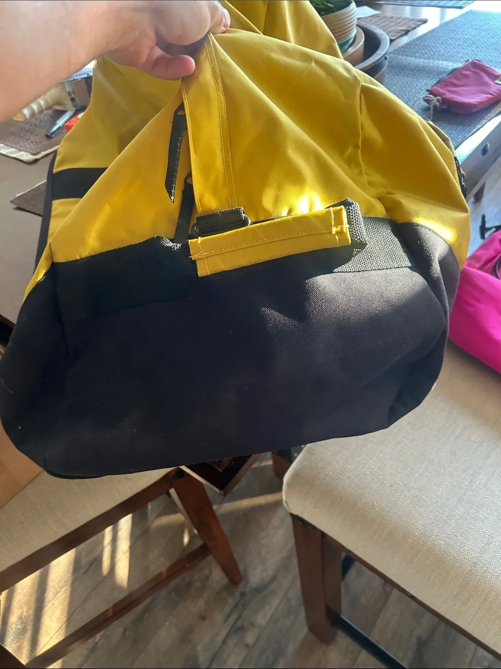 L.L. Bean Yellow and Black Travel Duffel with Carry Handles